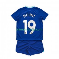 Camisola Chelsea Mason Mount 19 Criança Equipamento Primeiro 2022-2023 Manga Curta